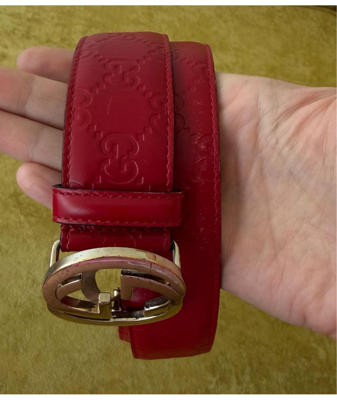 GUCCI Красный кожаный ремень, фото 6
