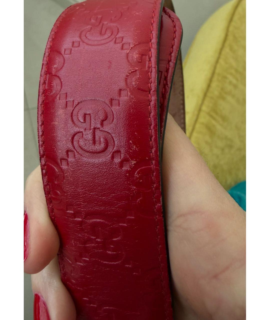 GUCCI Красный кожаный ремень, фото 5