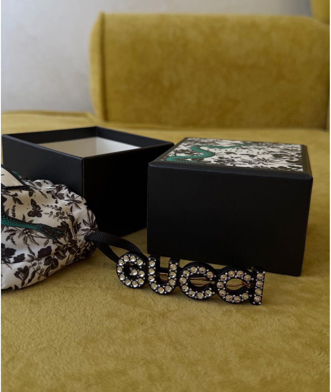 GUCCI Черная пластиковая булавка / брошь, фото 5