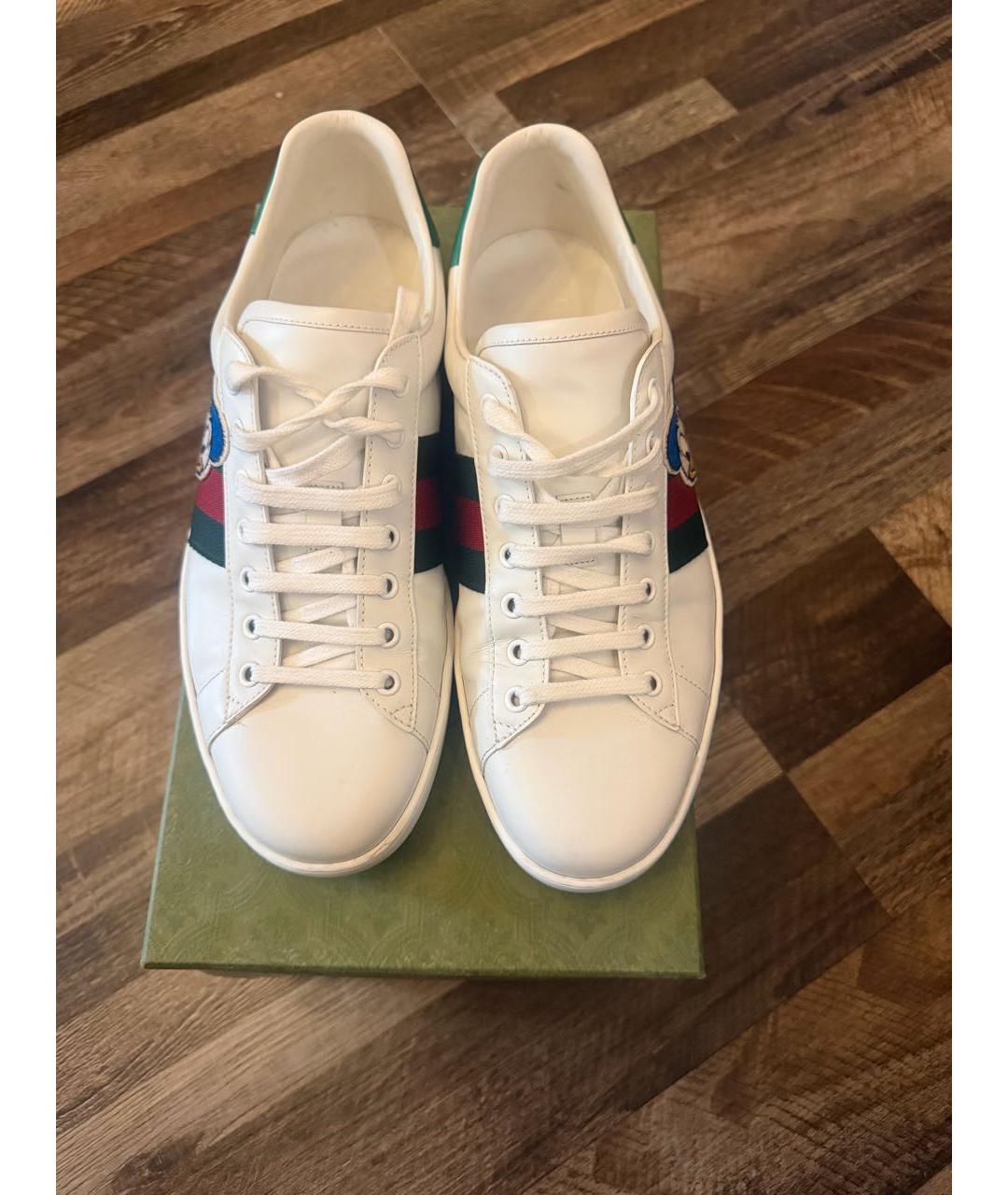 GUCCI Белые кожаные низкие кроссовки / кеды, фото 2