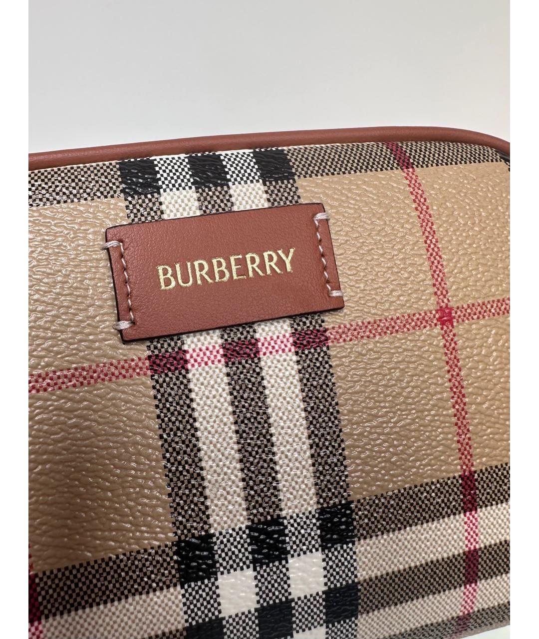 BURBERRY Бежевая кожаная косметичка, фото 5