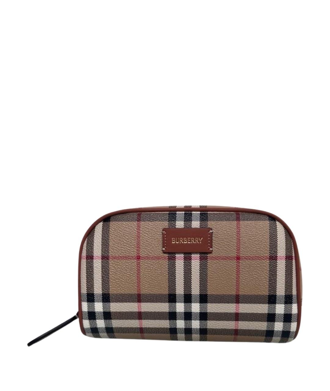 BURBERRY Бежевая кожаная косметичка, фото 1