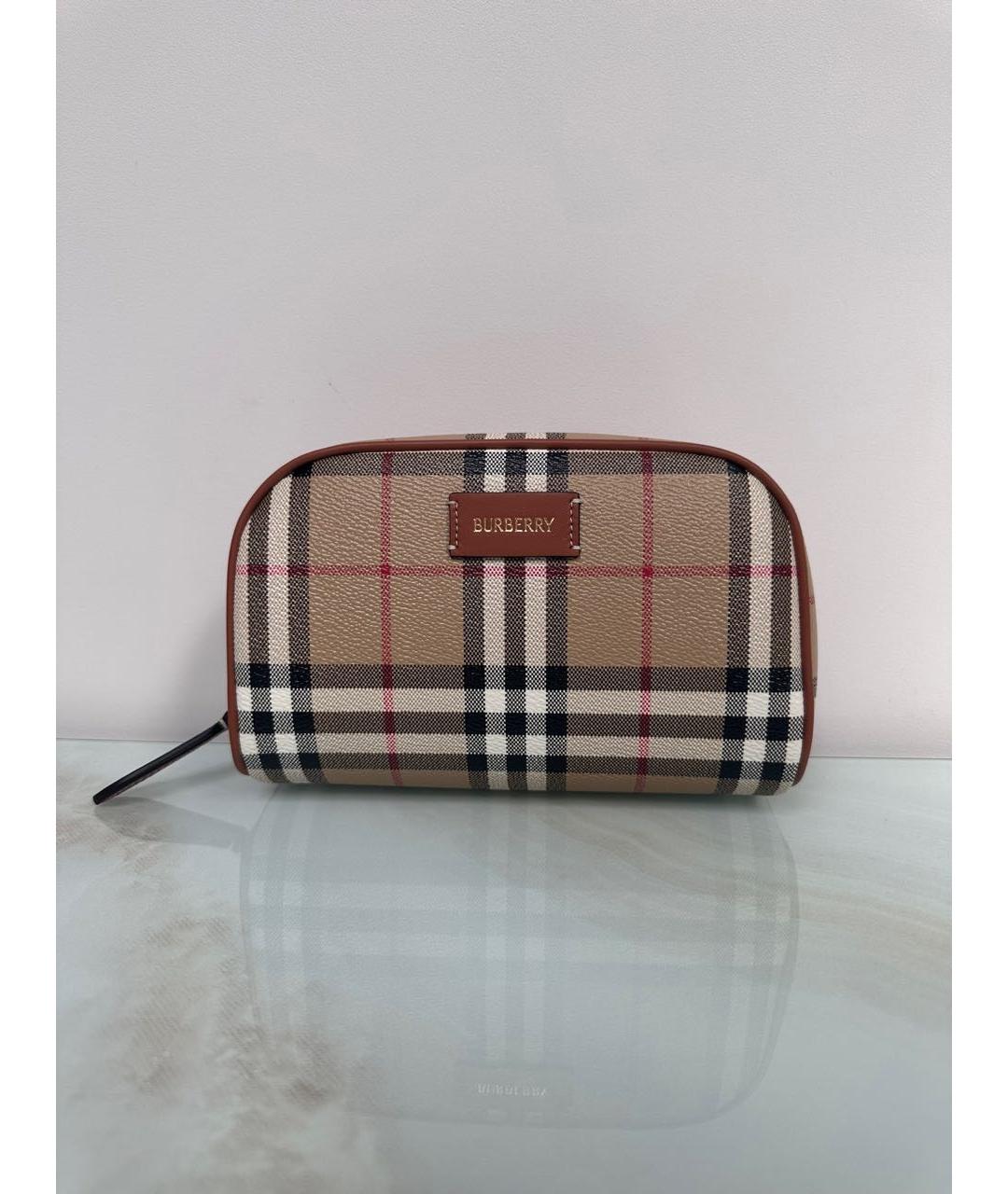 BURBERRY Бежевая кожаная косметичка, фото 9