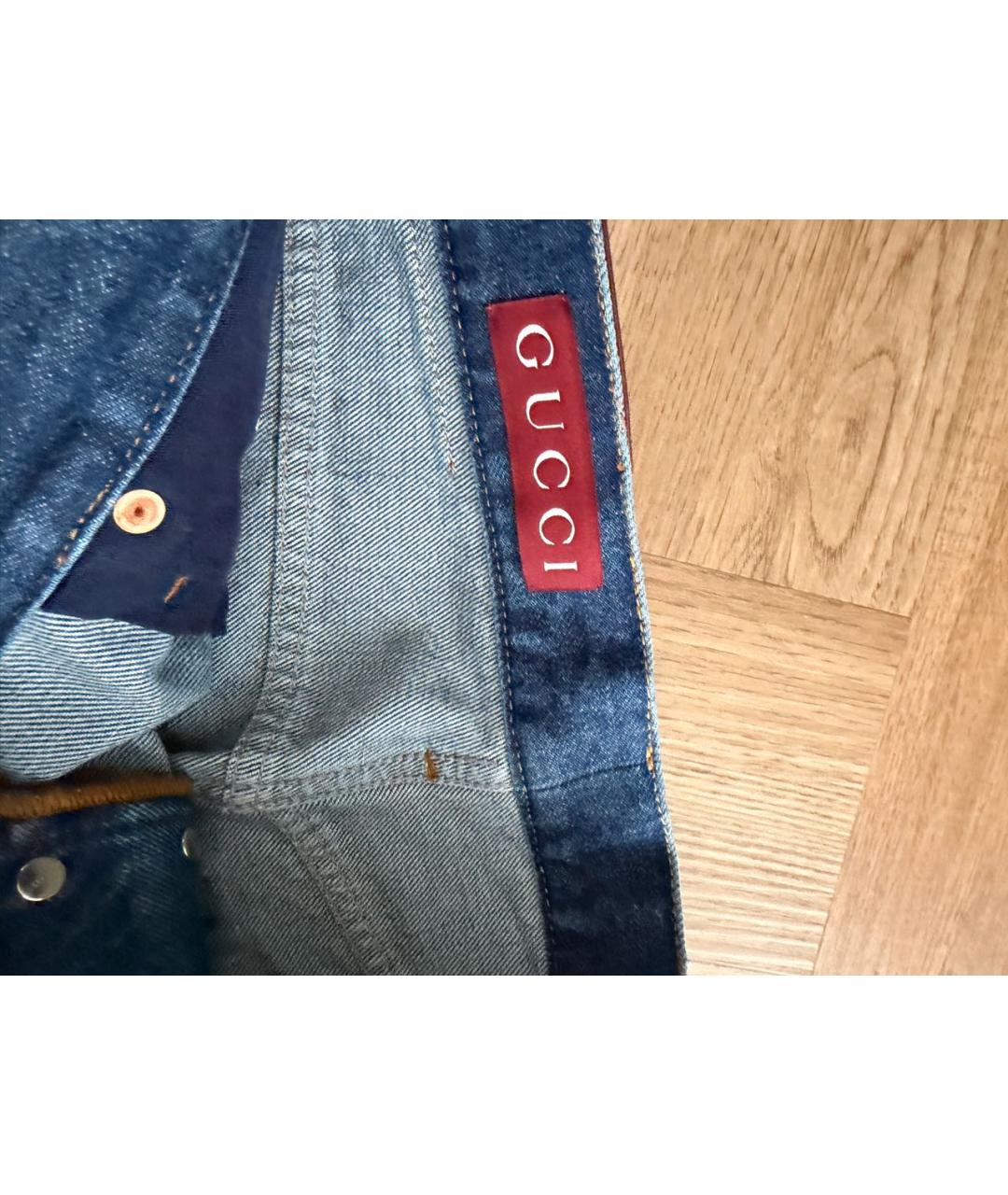 GUCCI Синие хлопковые прямые джинсы, фото 4