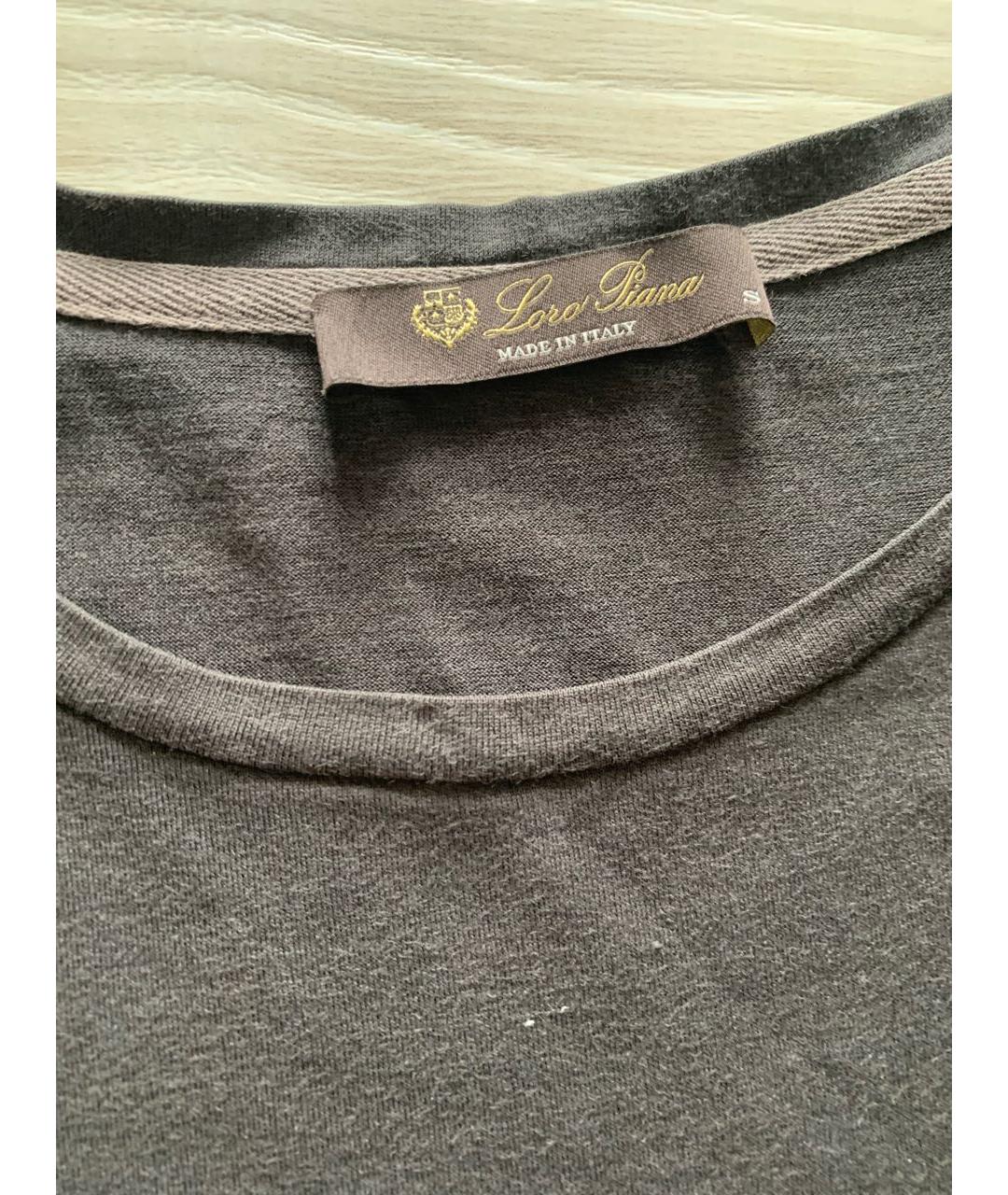 LORO PIANA Серая хлопковая футболка, фото 3