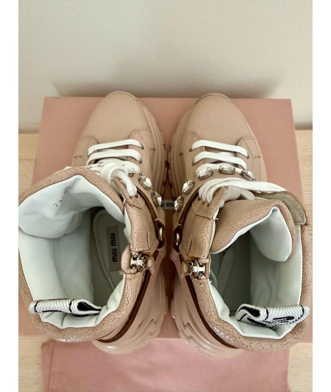 MIU MIU Розовые кожаные кеды, фото 3