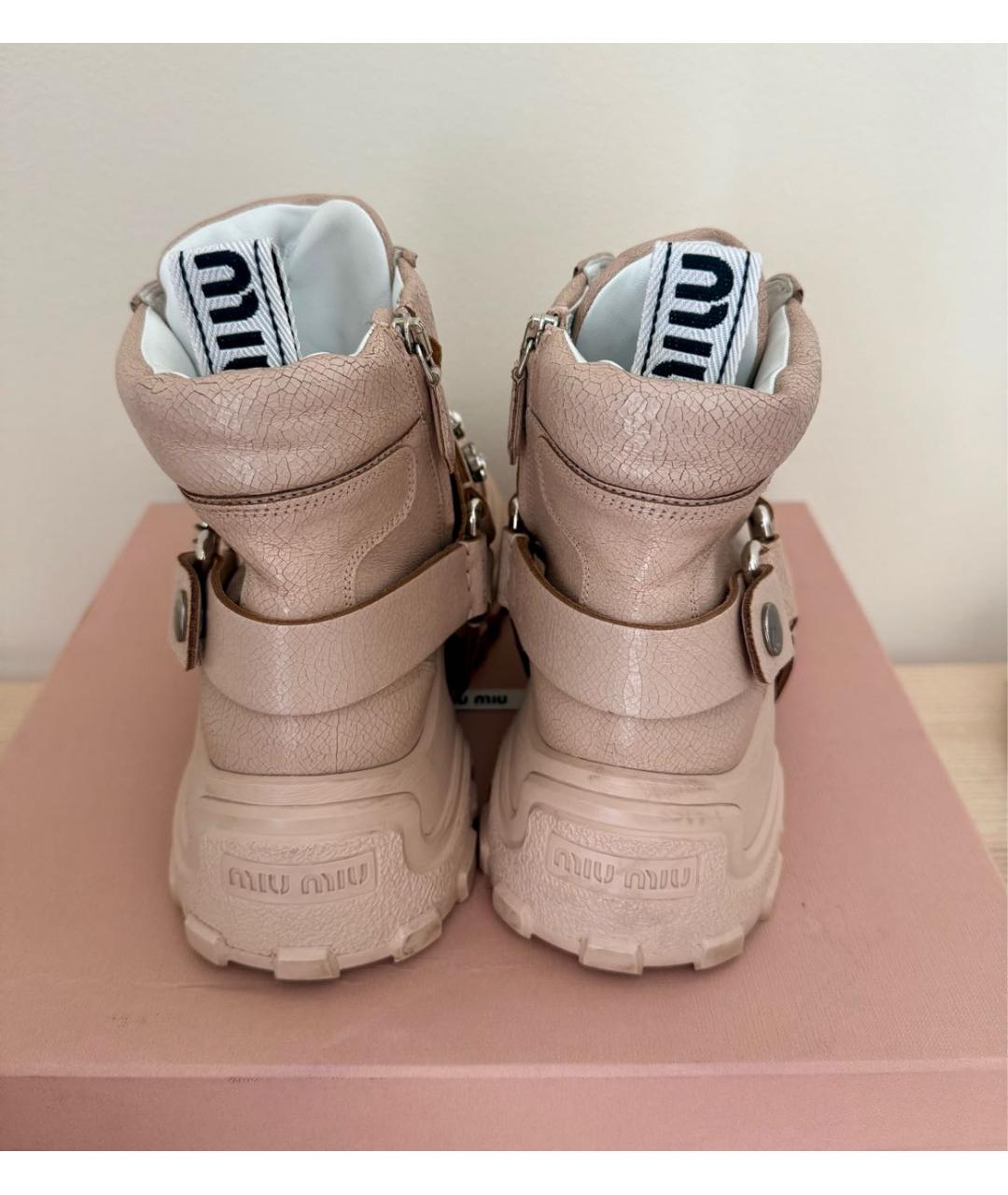 MIU MIU Розовые кожаные кеды, фото 4