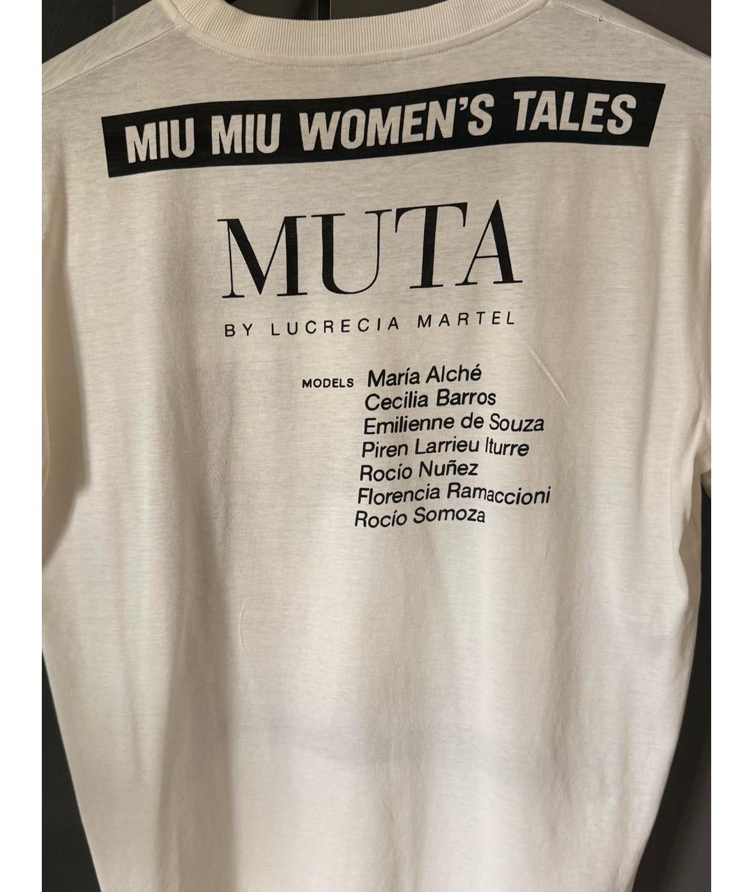 MIU MIU Белая хлопковая футболка, фото 8