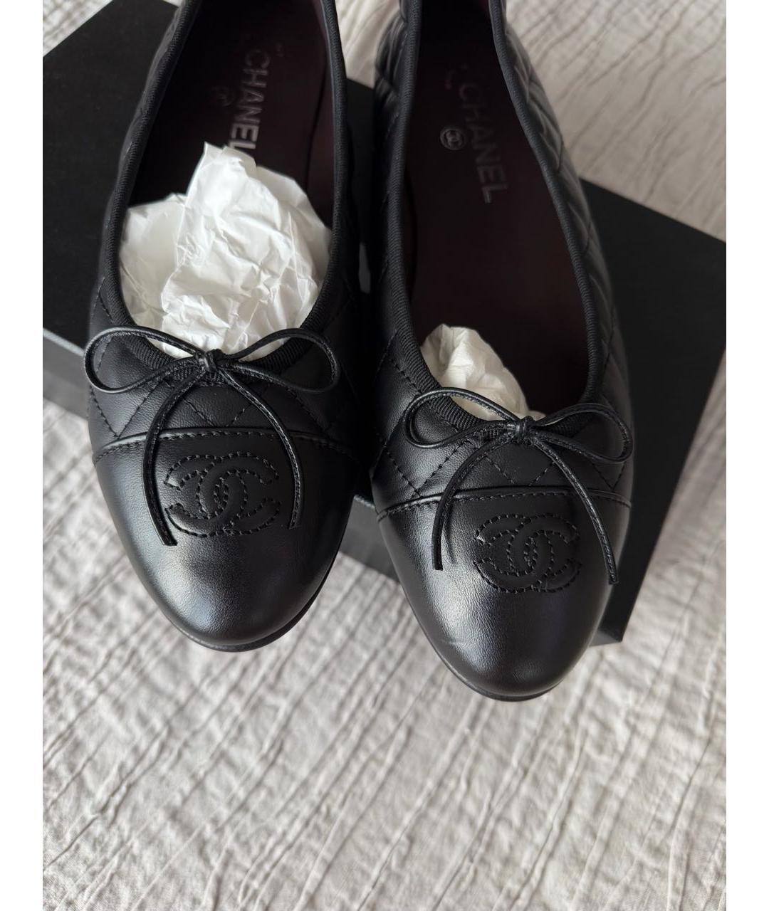 CHANEL Черные кожаные балетки, фото 4