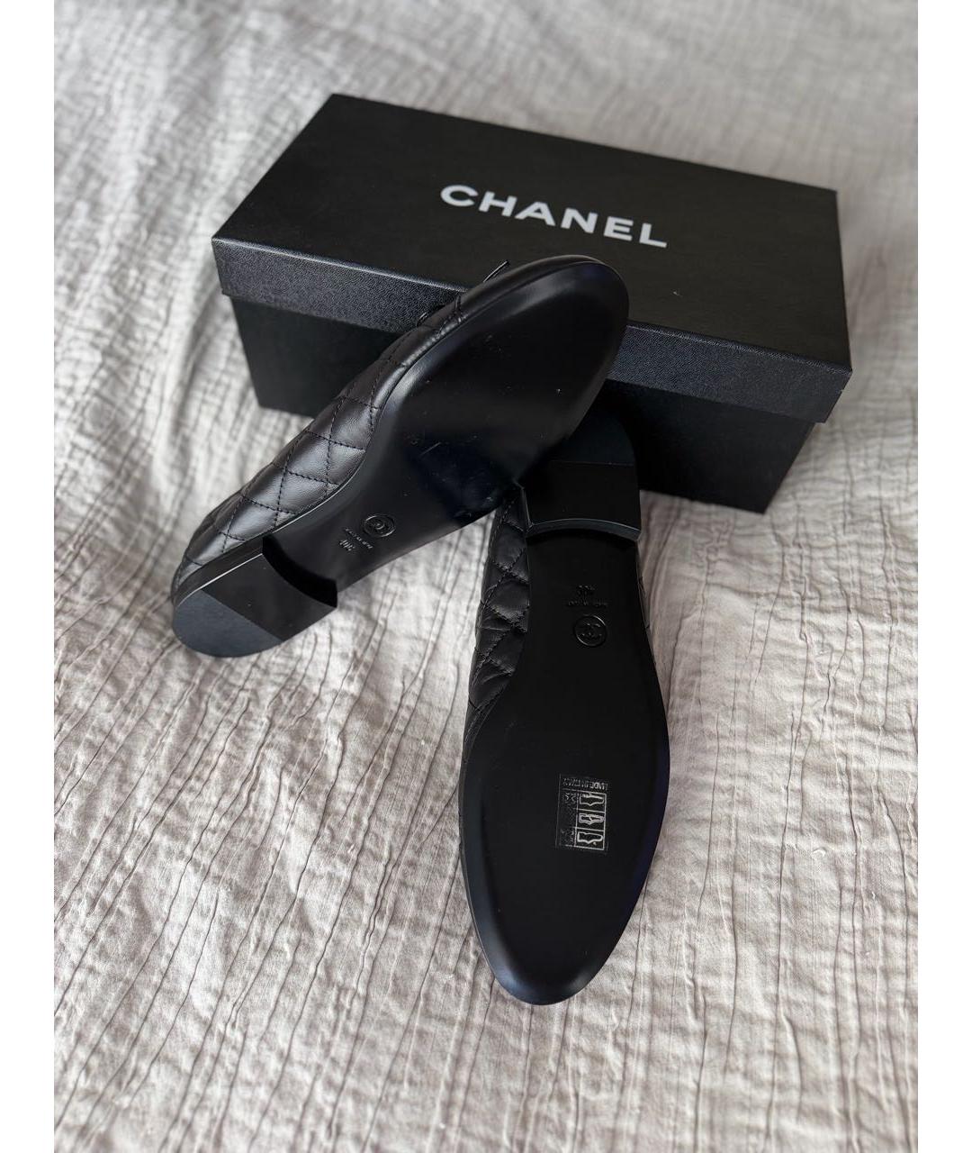 CHANEL Черные кожаные балетки, фото 3