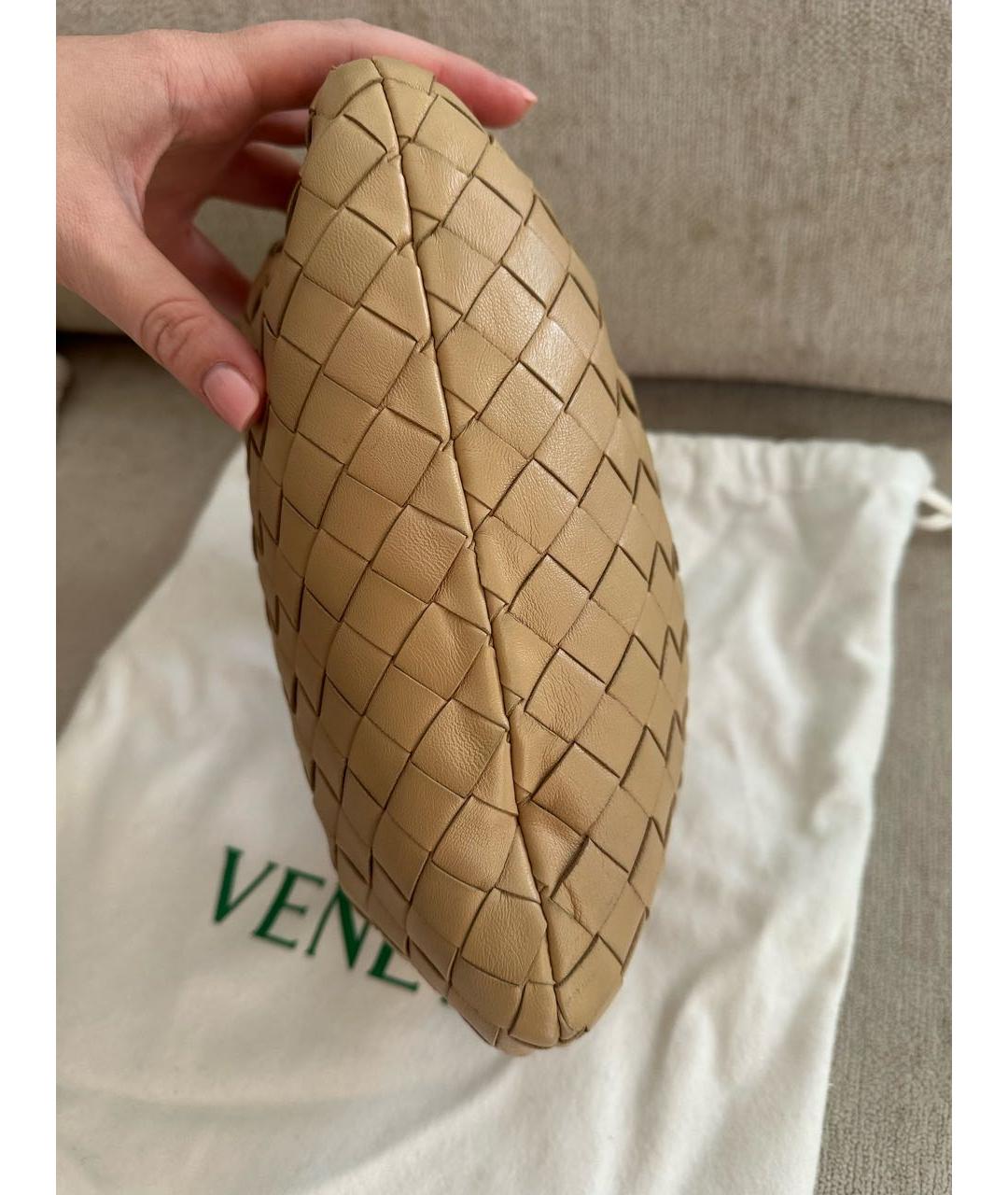 BOTTEGA VENETA Бежевая кожаная сумка с короткими ручками, фото 7