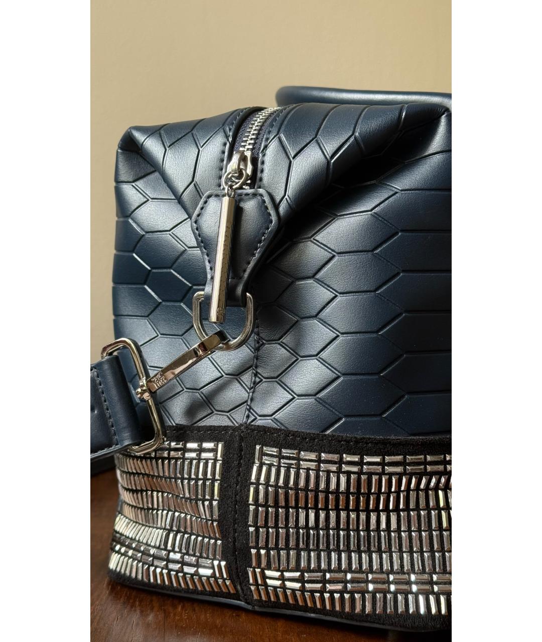 ROBERTO CAVALLI Синяя кожаная сумка тоут, фото 4