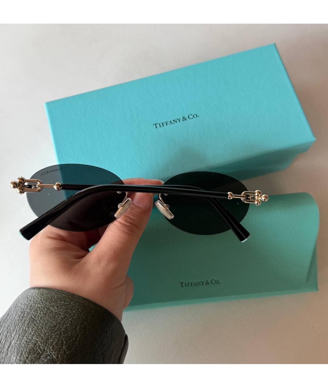 TIFFANY&CO Черные металлические солнцезащитные очки, фото 2