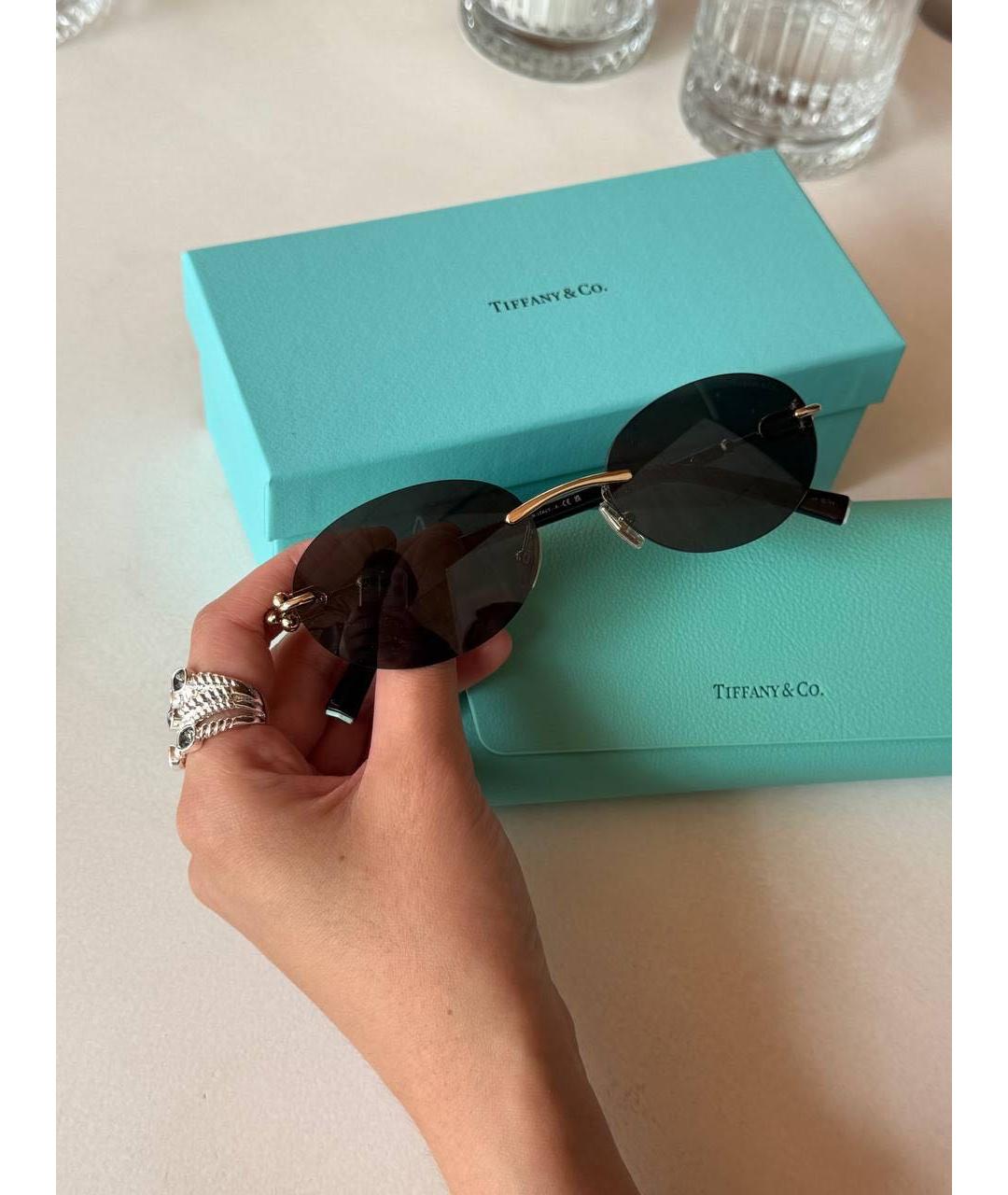 TIFFANY&CO Черные металлические солнцезащитные очки, фото 7