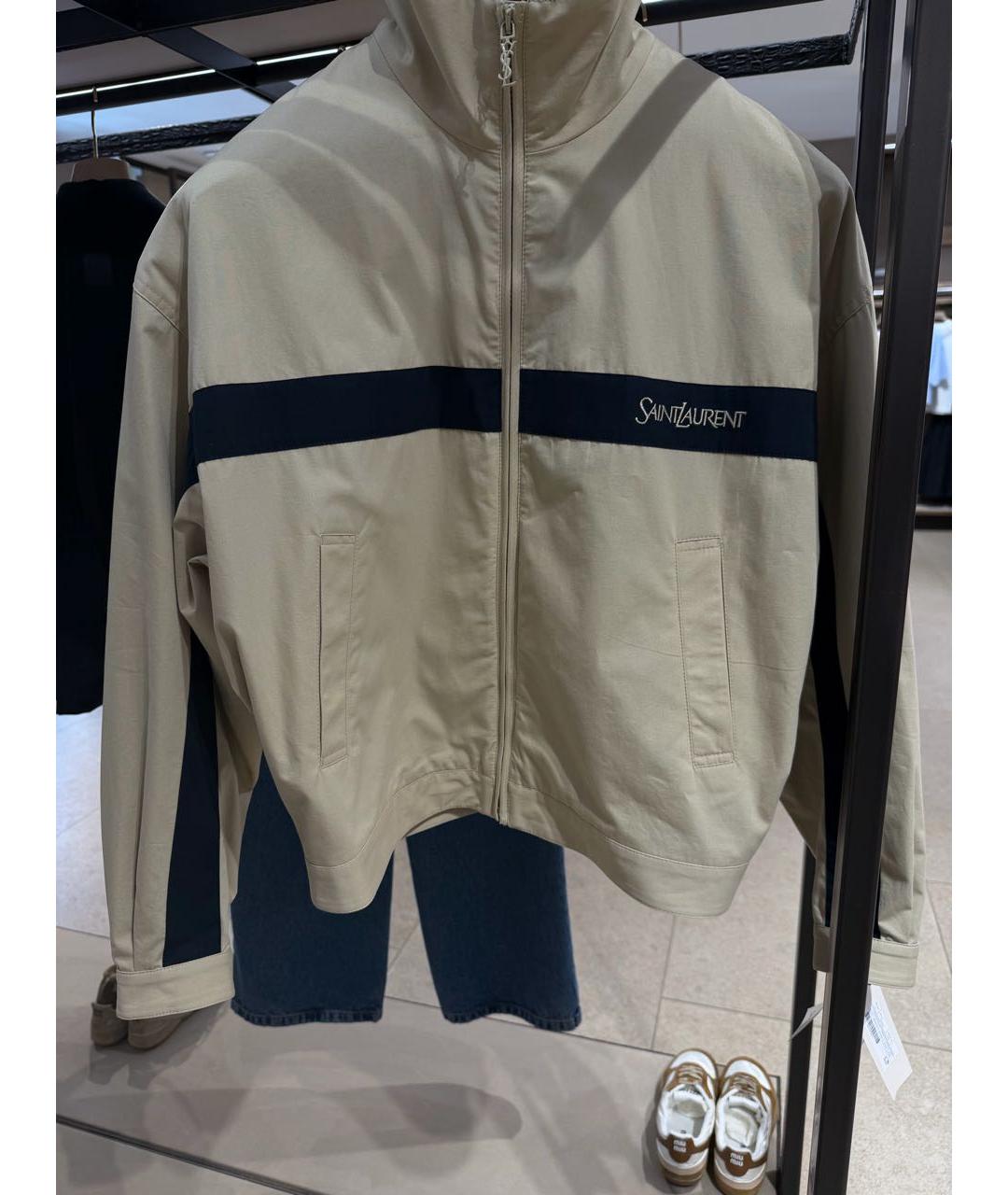 SAINT LAURENT Бежевая хлопковая куртка, фото 4