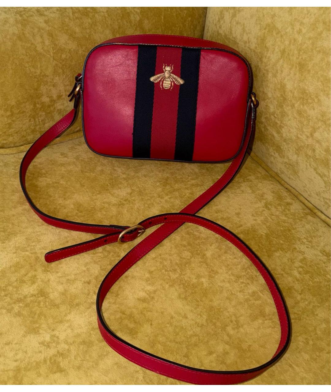 GUCCI Красная кожаная сумка через плечо, фото 6