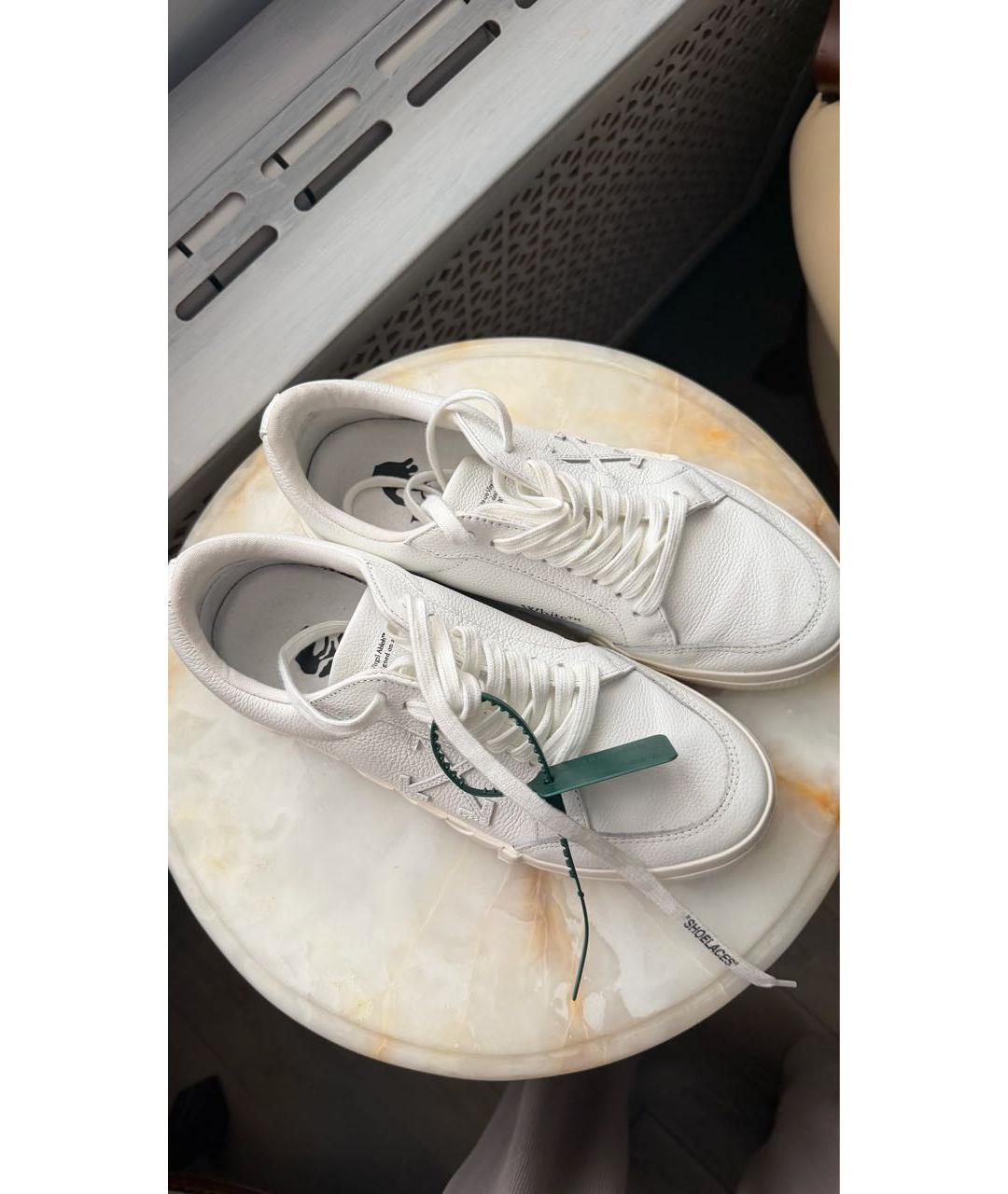 OFF-WHITE Белые кожаные низкие кроссовки / кеды, фото 2