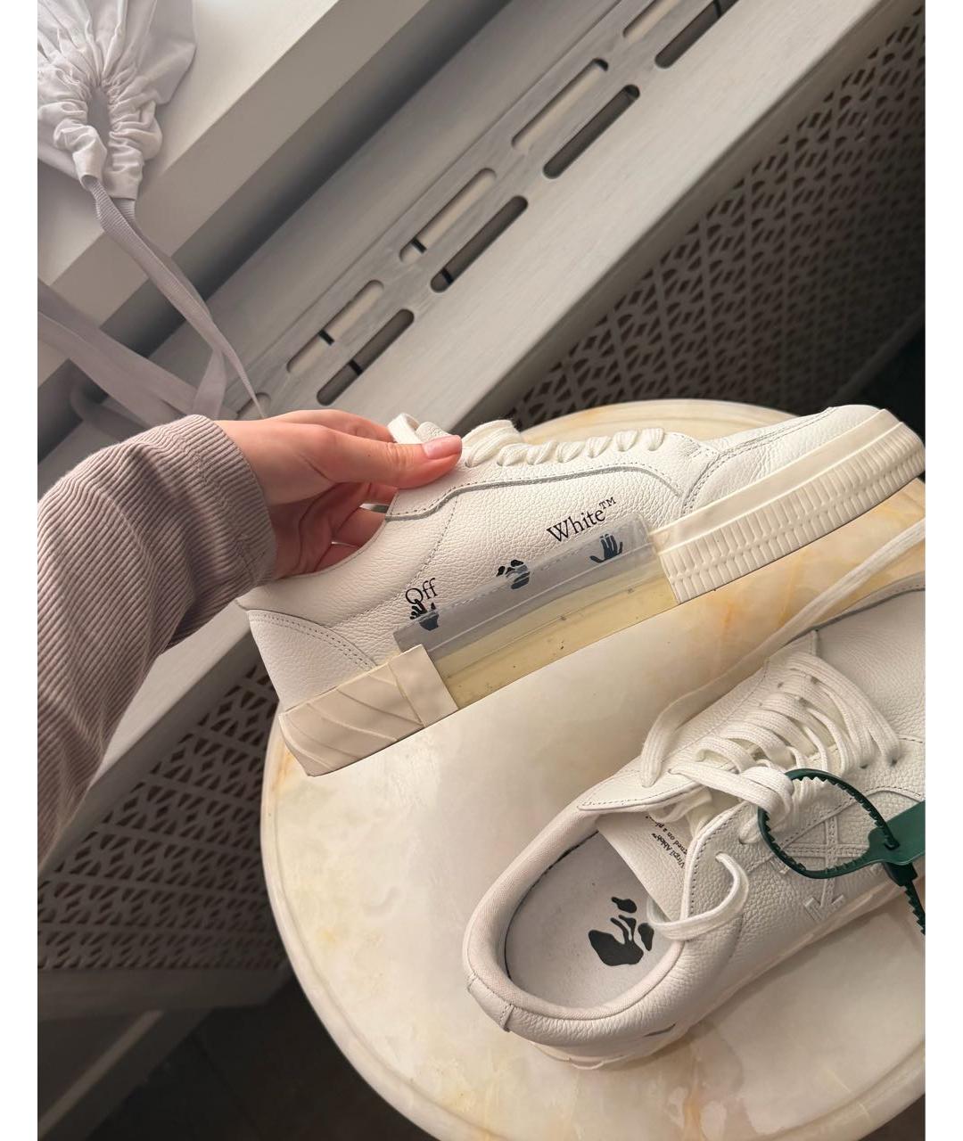 OFF-WHITE Белые кожаные низкие кроссовки / кеды, фото 8