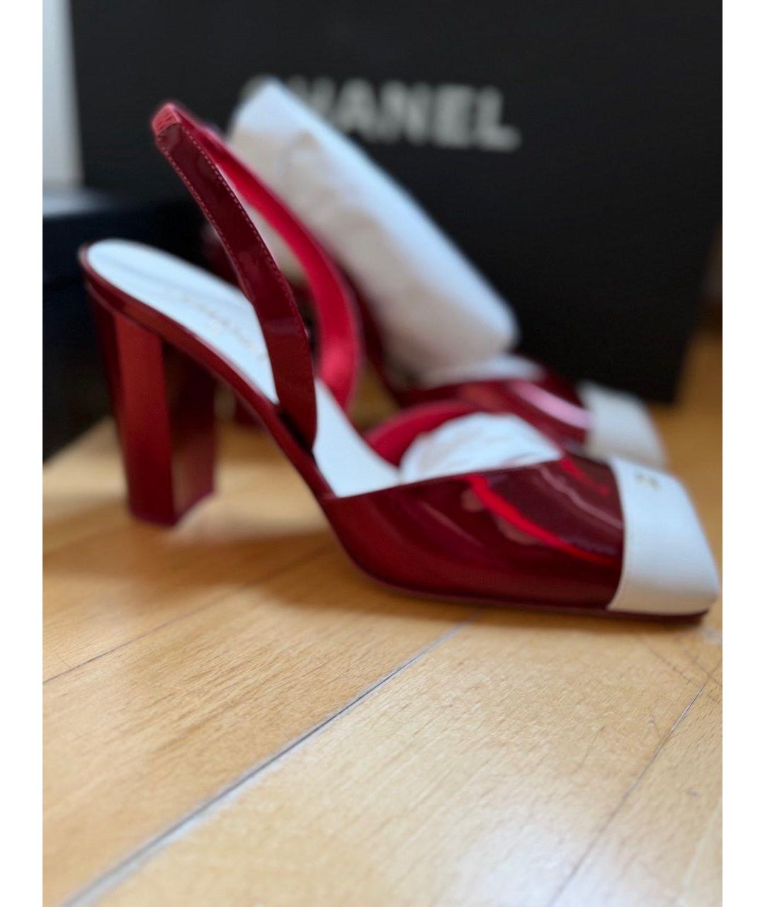 CHANEL Красные кожаные туфли, фото 4