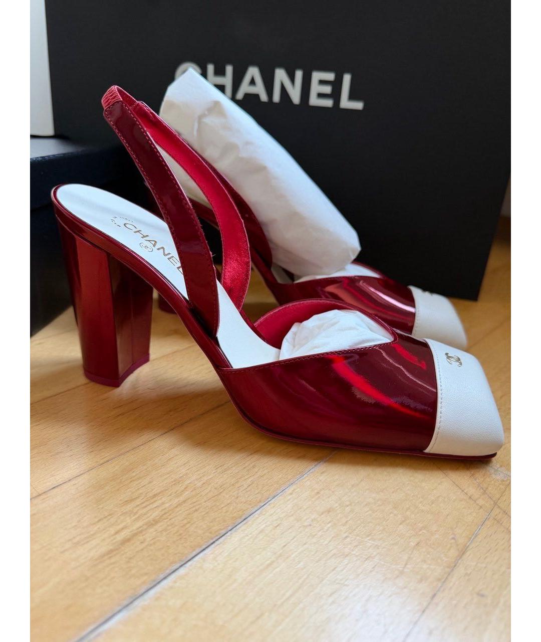 CHANEL Красные кожаные туфли, фото 7