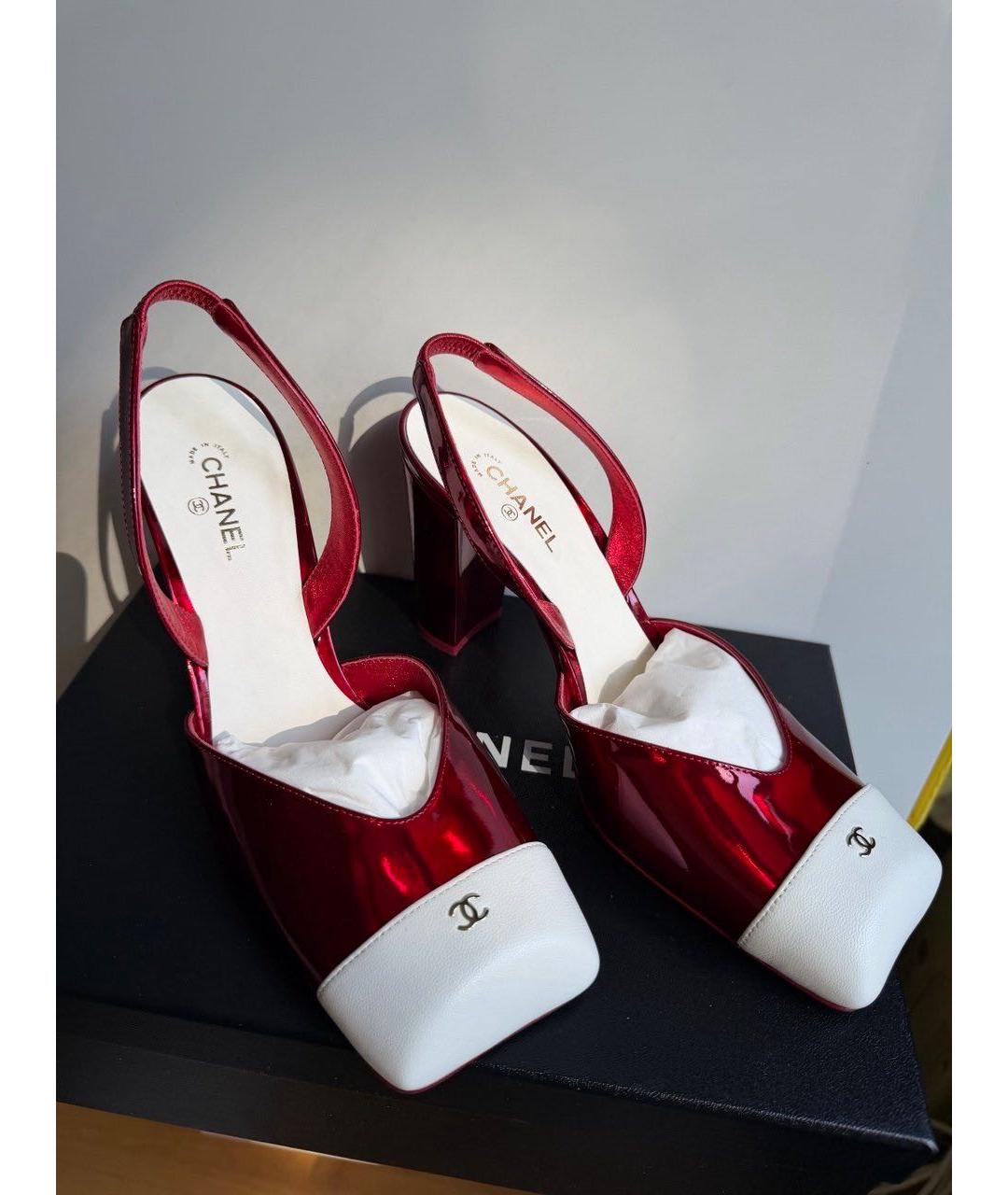 CHANEL Красные кожаные туфли, фото 6
