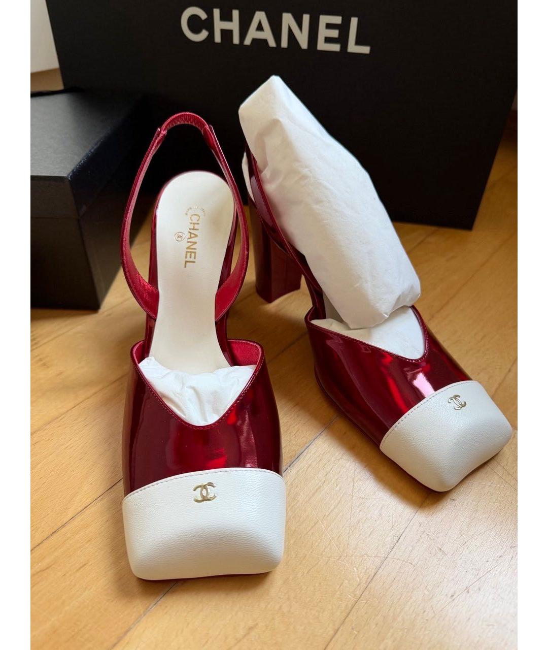 CHANEL Красные кожаные туфли, фото 5