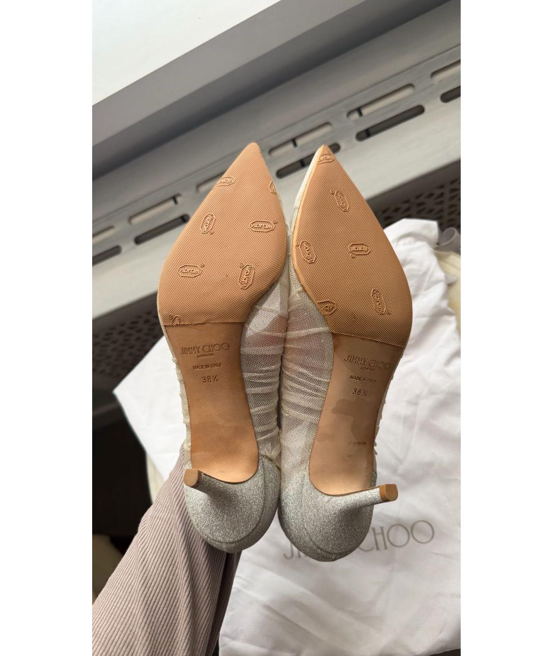 JIMMY CHOO Серебряные текстильные туфли, фото 5