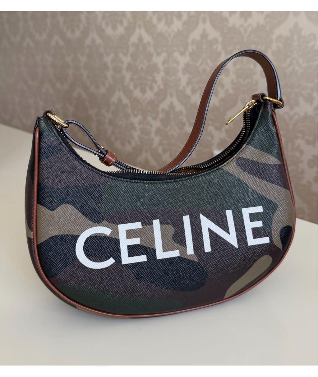 CELINE Хаки сумка с короткими ручками, фото 5