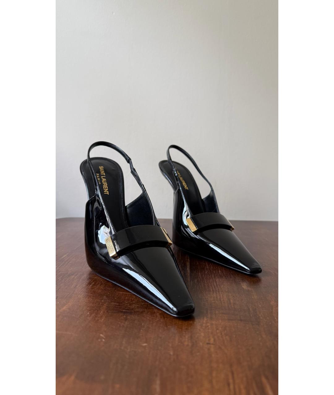 SAINT LAURENT Черные туфли из лакированной кожи, фото 2