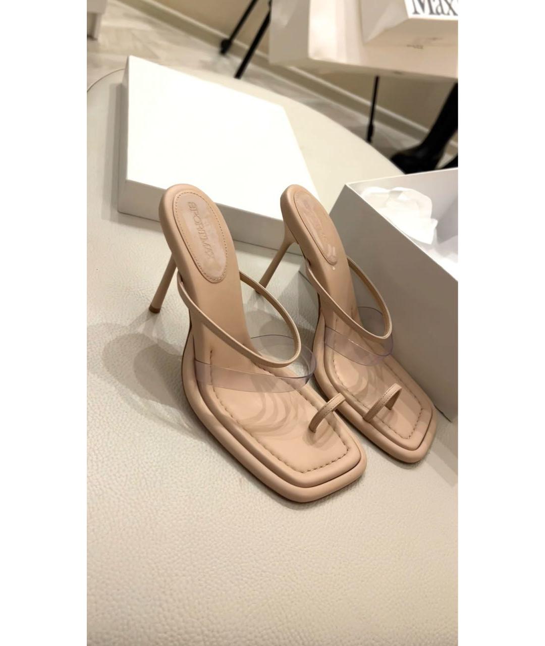 SPORTMAX Бежевые кожаные босоножки, фото 9