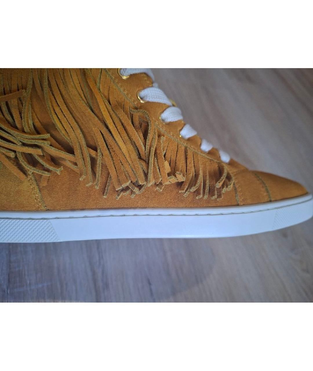 CHRISTIAN LOUBOUTIN Горчичные замшевые кеды, фото 7