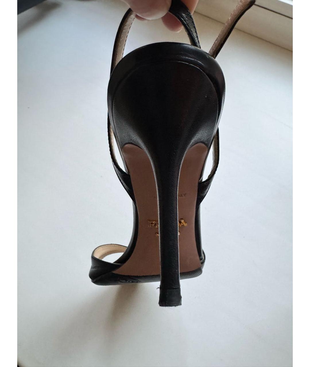 PRADA Черные кожаные босоножки, фото 4