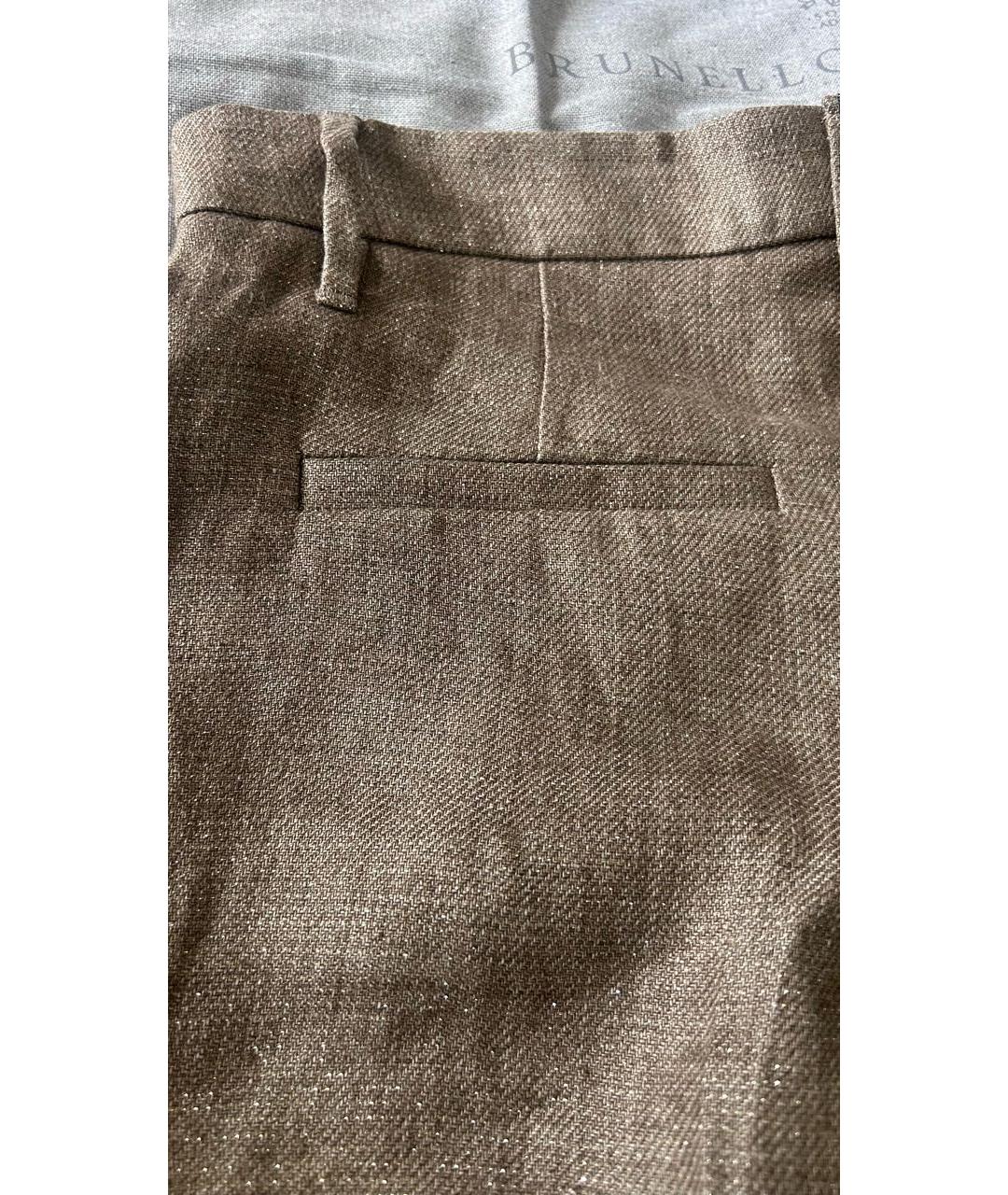 BRUNELLO CUCINELLI Коричневые льняные шорты, фото 8