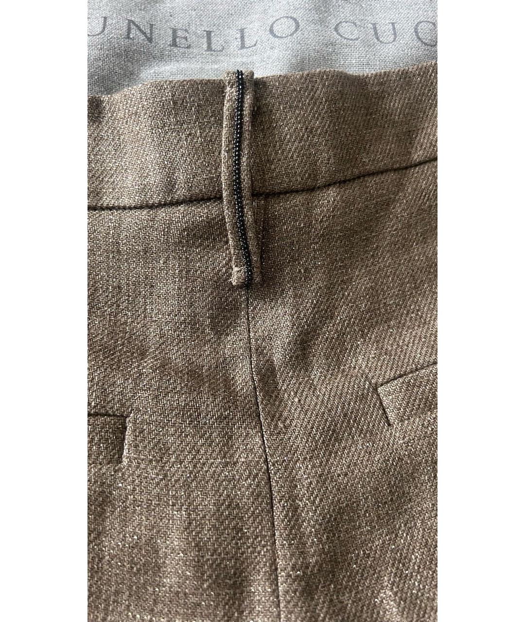 BRUNELLO CUCINELLI Коричневые льняные шорты, фото 5