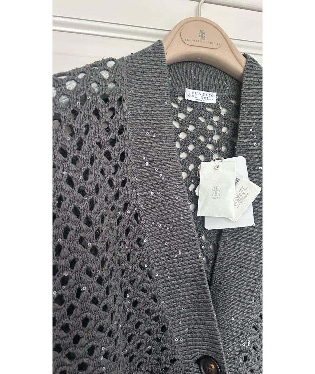 BRUNELLO CUCINELLI Антрацитовый хлопковый кардиган, фото 7