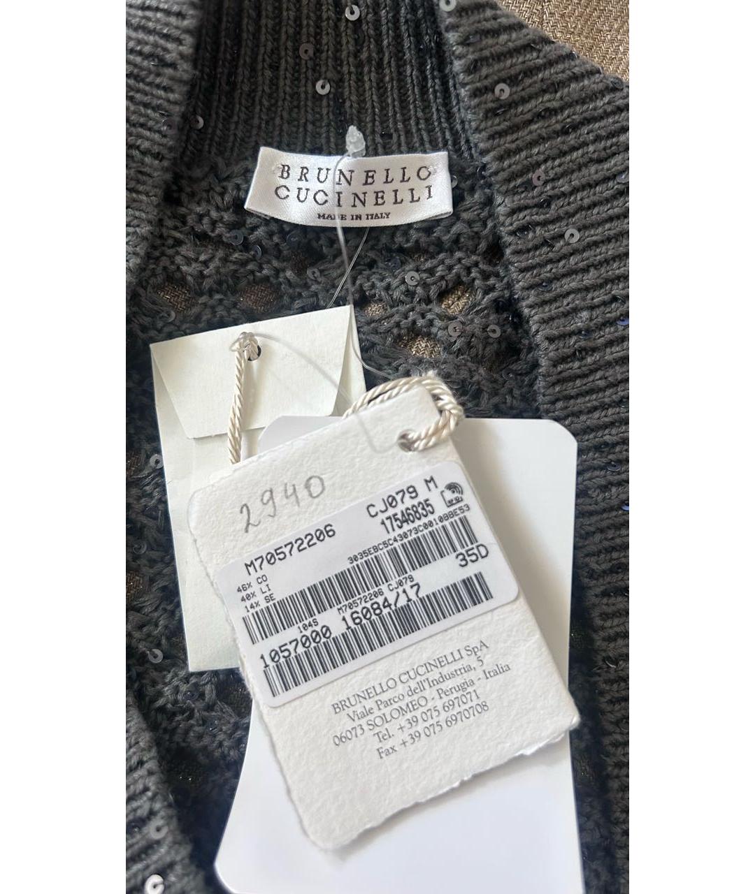 BRUNELLO CUCINELLI Антрацитовый хлопковый кардиган, фото 3