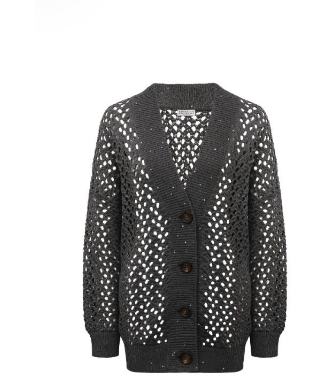 BRUNELLO CUCINELLI Антрацитовый хлопковый кардиган, фото 8