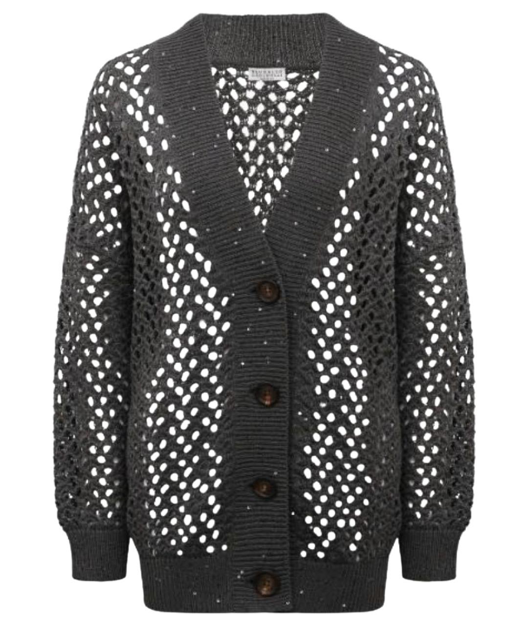 BRUNELLO CUCINELLI Антрацитовый хлопковый кардиган, фото 1
