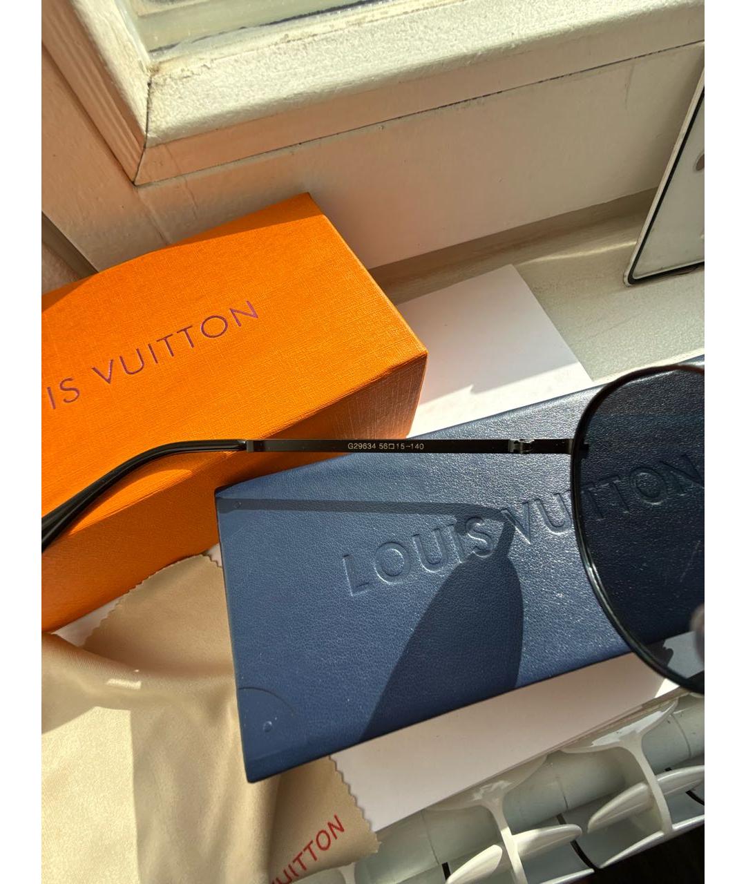 LOUIS VUITTON Черные металлические солнцезащитные очки, фото 7
