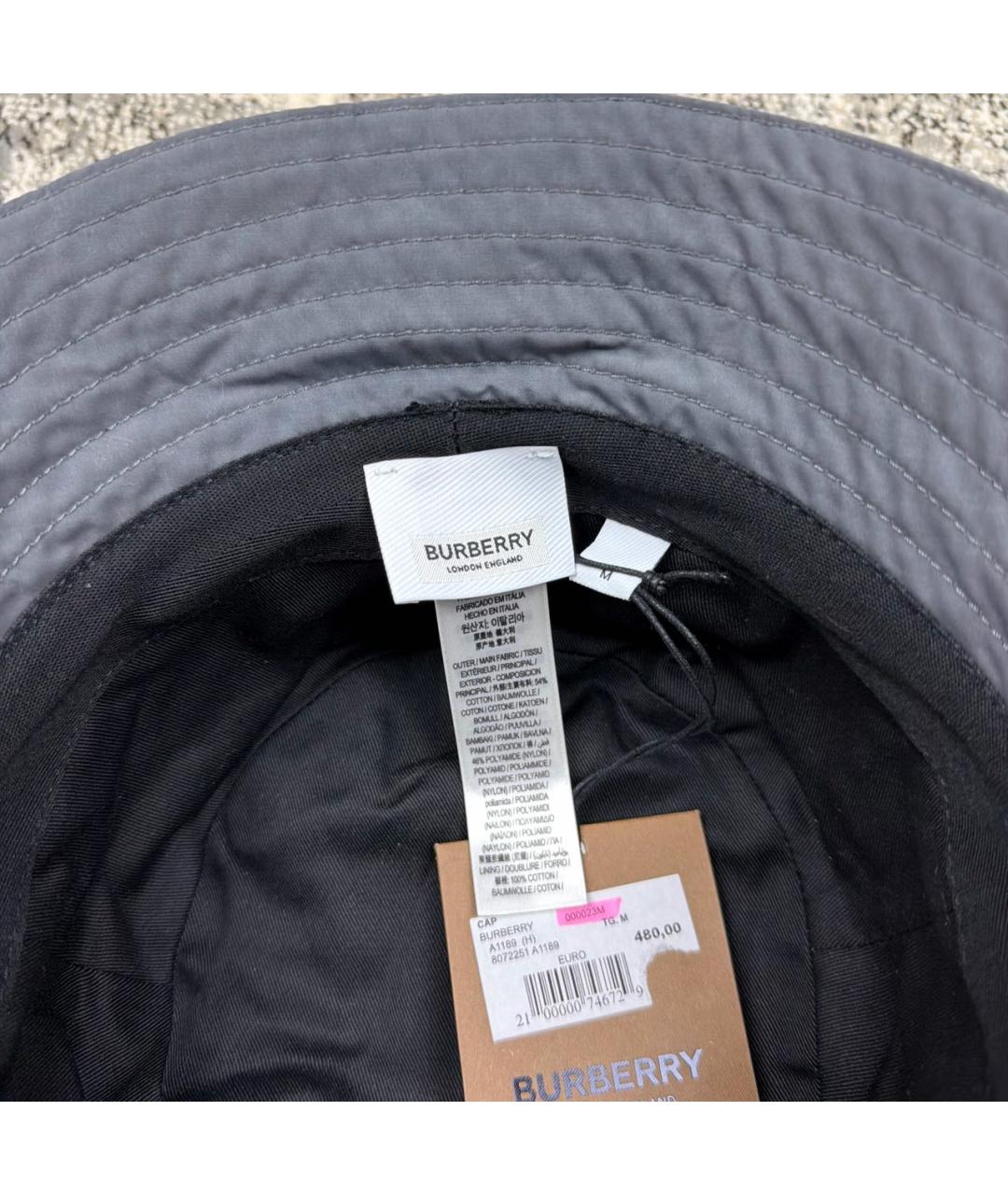 BURBERRY Антрацитовая хлопковая шляпа, фото 6