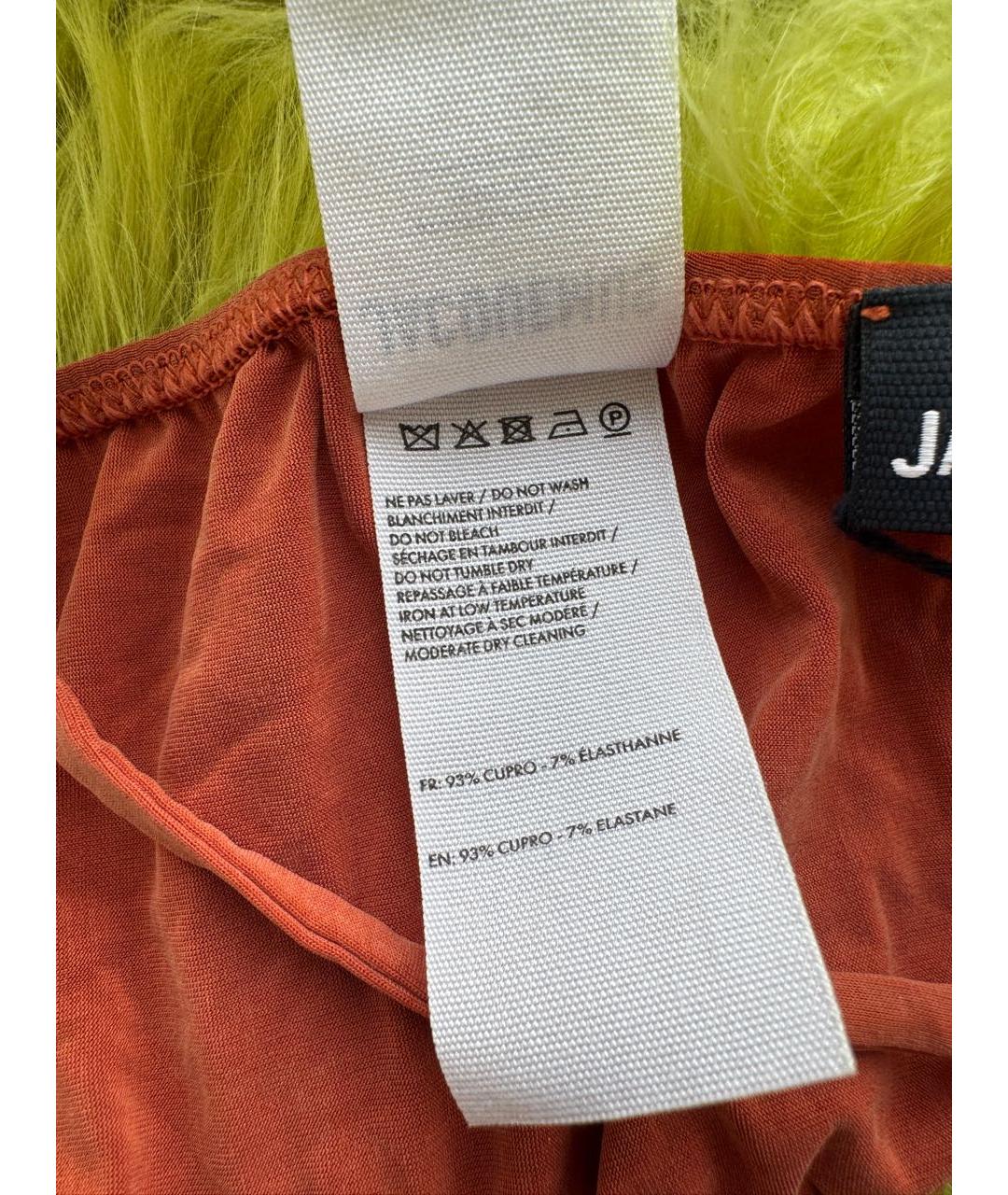 JACQUEMUS Оранжевая шелковая майка, фото 5