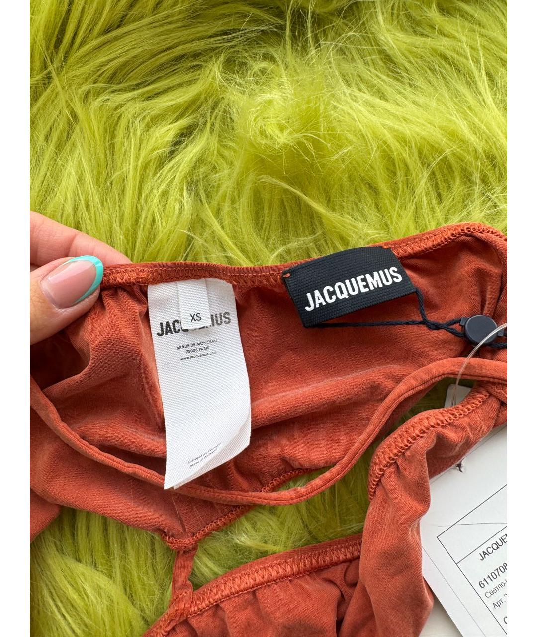 JACQUEMUS Оранжевая шелковая майка, фото 3