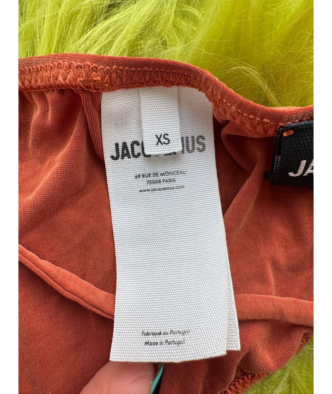 JACQUEMUS Оранжевая шелковая майка, фото 6