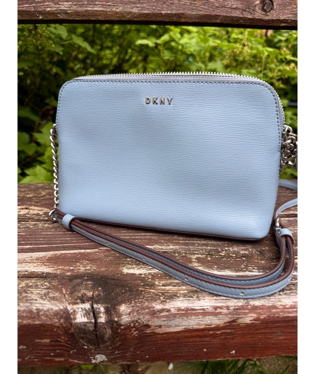 DKNY Голубая кожаная сумка через плечо, фото 5