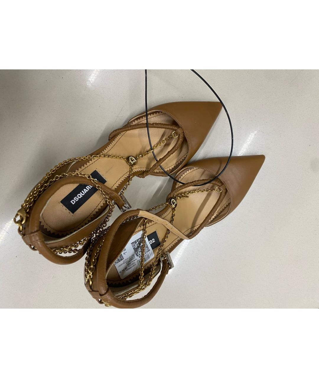 DSQUARED2 Коричневые кожаные босоножки, фото 5