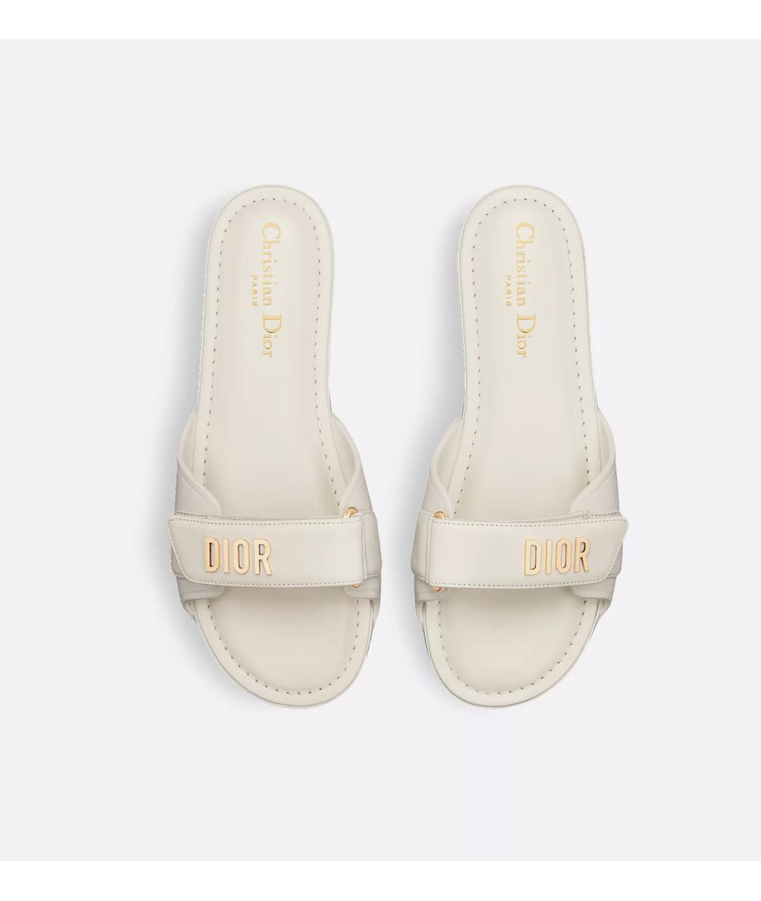 CHRISTIAN DIOR Белые кожаные мюли, фото 3