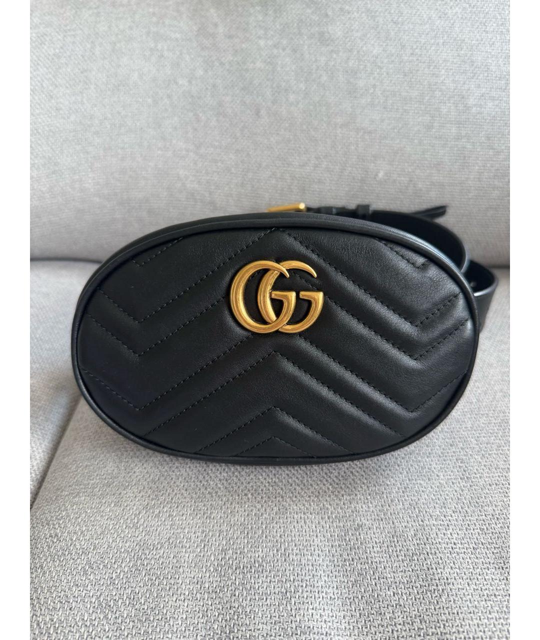 GUCCI Черная кожаная поясная сумка, фото 5