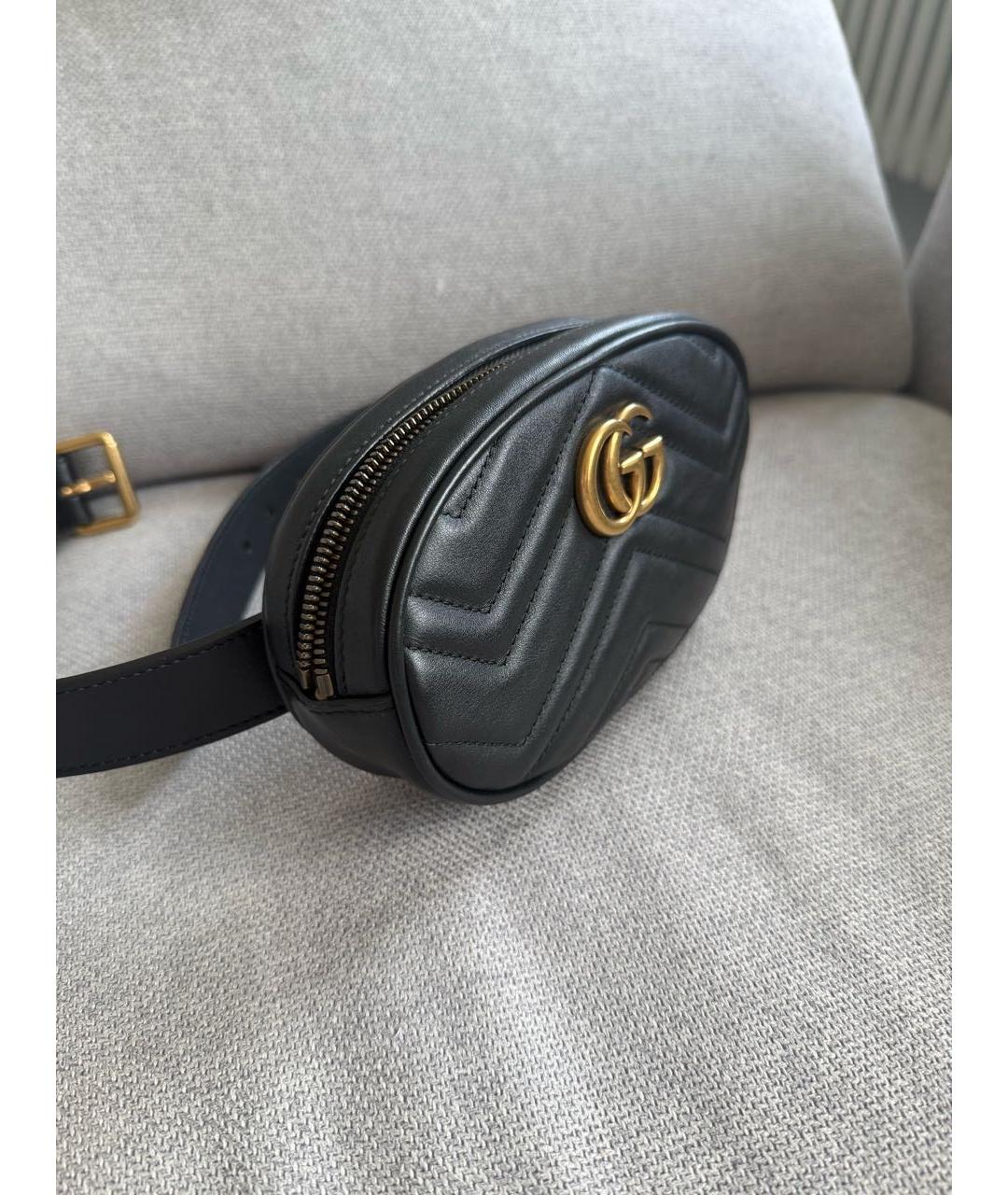GUCCI Черная кожаная поясная сумка, фото 2