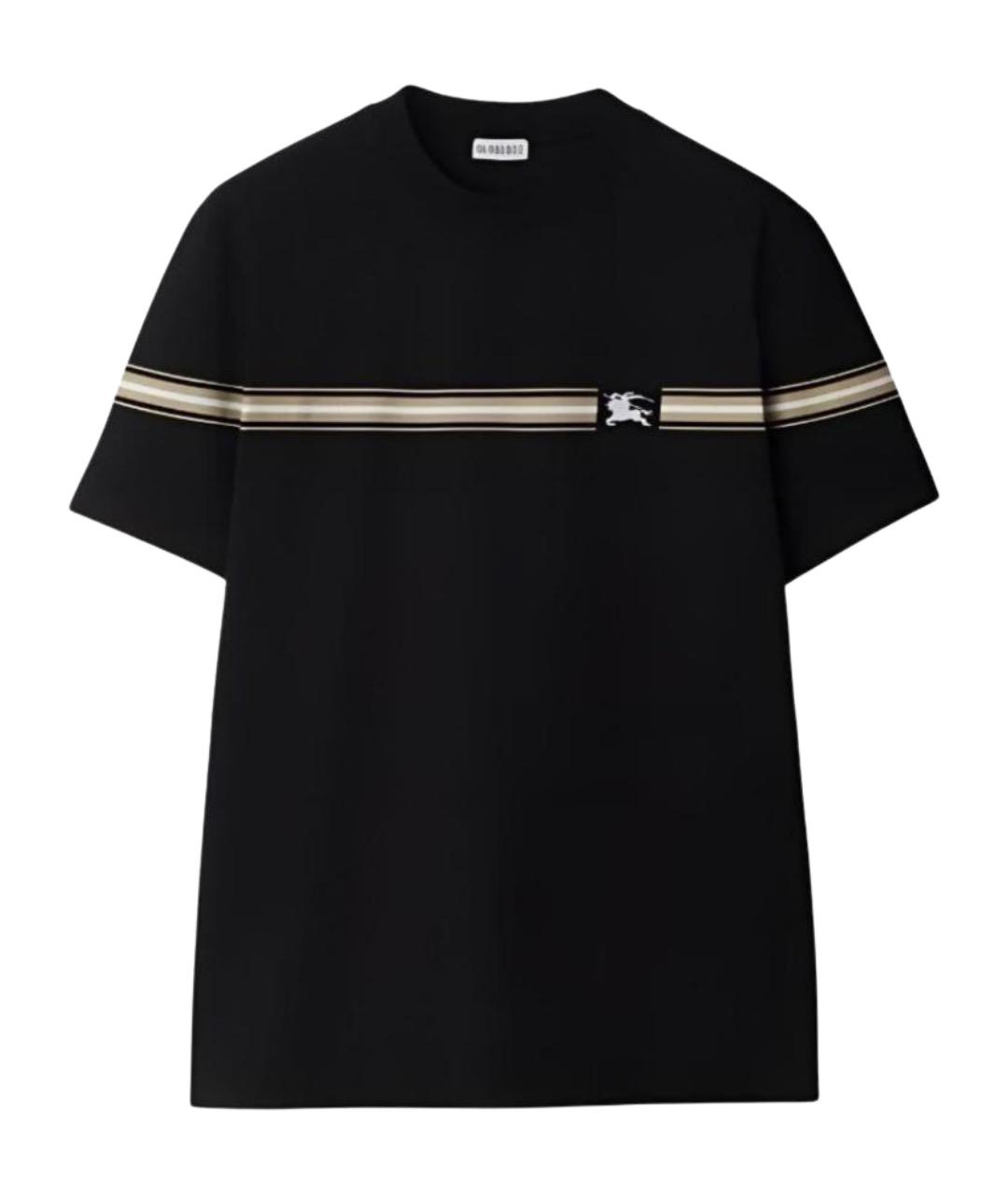 BURBERRY Черная хлопковая футболка, фото 1