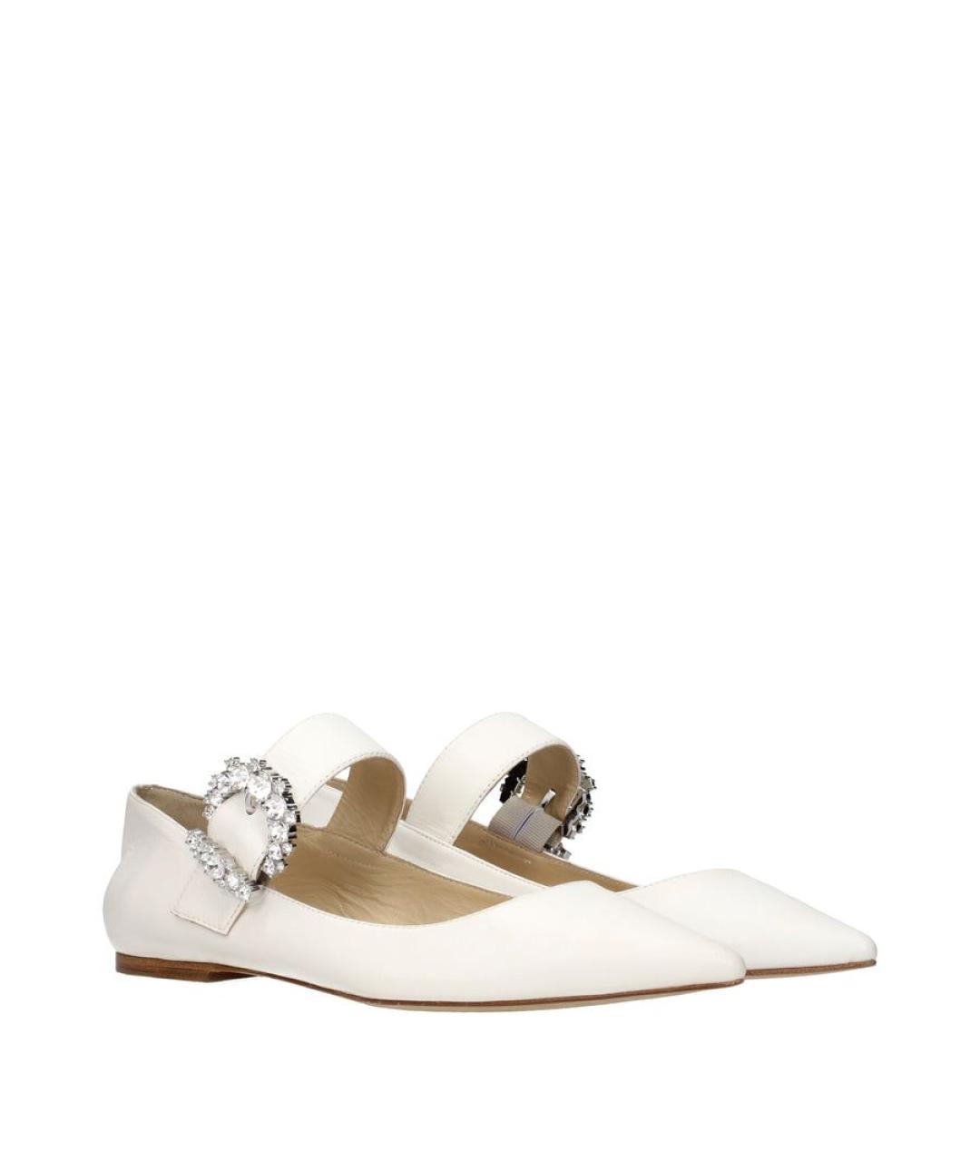 JIMMY CHOO Белые кожаные балетки, фото 5